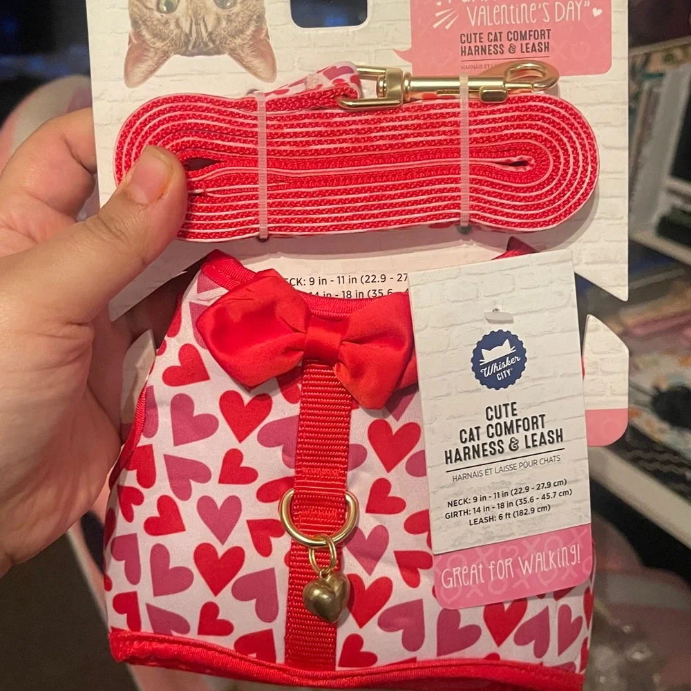 Whisker City® Cat Harness and Leash Hearts